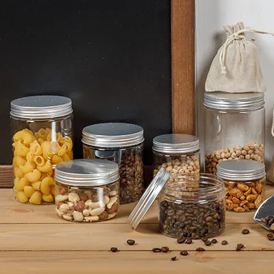 Pot à vis PET transparent avec couvercle aluminium 800 ml, paquet de 6 - Bouteilles et pots cylindriques-1