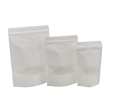 Sachet doypack avec fenêtre 250 ml 12 x 4 x 20 cm fermeture zip - Sachet stand up - Blanc - Lot de 50 - Sachets doypacks-2