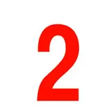Chiffre autocollant Rouge « 2 » H 90 mm Pickup Mono Nobel