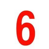 Chiffre autocollant Rouge « 6 » H 90 mm Pickup Mono Nobel