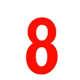 Chiffre autocollant Rouge « 8 » H 90 mm Pickup Mono Nobel