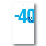 Étiquette à trou -40 % 50 × 95 mm turquoise / blanc - Etiquette soldes - Lot de 100