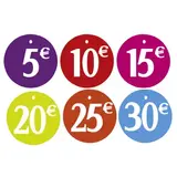 Étiquettes à trou Prix ronds Ø 5 cm – Coloris assortis - Paquet de 150