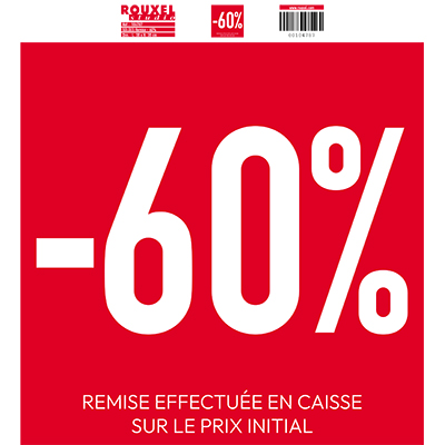 Affiche promo -60% rouge/blanc 38 x 42 cm - Affiche Soldes