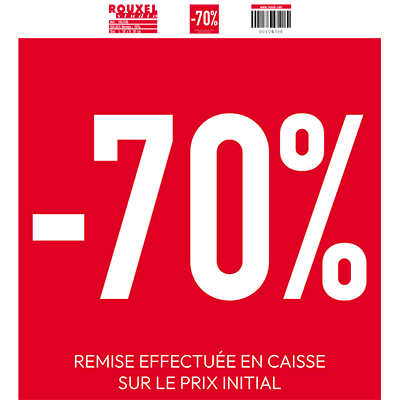 Affiche promo -70% rouge/blanc 38 x 42 cm - Affiche Soldes