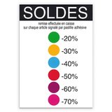 Affiche Soldes avec code couleurs 21 x 29,7 cm - Lot de 10