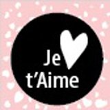 Affiche verticale St Valentin Je t'aime 40 x 40 cm rose / noir