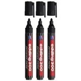 Marqueur indélébile Edding 300 pointe ogive 1,5 à 3 mm - Marqueur permanent - Noir - Lot de 3