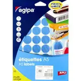 Pastille adhésive permanente Bleue ø 24 mm Agipa - Pastille de signalisation - Étui de 400