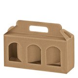 Valisette carton 3 pots kraft ondulé 25 x 8 x 12 cm - Paquet de 10