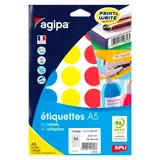 Pastille adhésive permanente couleurs assorties ø 30 mm Agipa - Pastille de signalisation - Étui de 168