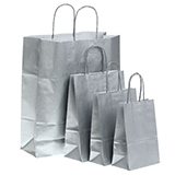 Sac kraft argent à poignées torsadées 18+8x24cm 100g/m² (x50)