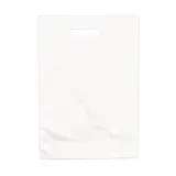 Sac plastique poignées découpées renforcées PEBD 55µ 35 x 45 x 4 cm - Blanc - Lot de 100