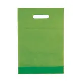 Sac plastique poignées découpées renforcées PEBD 55µ 35 x 45 x 4 cm - Vert Anis - Lot de 100