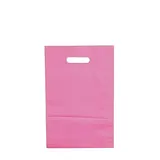 Sac plastique poignées découpées renforcées PEBD 55µ 25 x 38 x 4 cm - Rose - Lot de 100