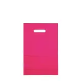 Sac plastique poignées découpées renforcées PEBD 55µ 25 x 38 x 4 cm - Rose Fuchsia - Lot de 100