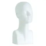 Tête mannequin femme plastique H 38 cm - Tête pour perruque, chapeau - Blanc