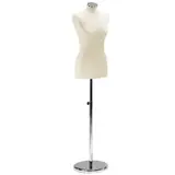 Mannequin couture femme - buste couture femme, taille 38/40, pied métal chromé rond, beige