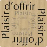 Étiquettes cadeaux adhésives Plaisir d'offrir 35x35mm brun/noir – Boîte distributrice de 500