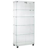 Vitrine colonne en verre trempé - Verre transparent / Décor blanc - L 80 x P 40 x H 180 cm