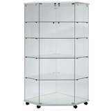 Vitrine d'angle en verre trempé - Verre transparent - L 82 x P 40 x H 180 cm