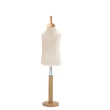 Buste enfant 3/4 ans tissu beige pied rond bois H 46 cm
