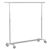 Portant vêment pliable droit chromé à roulettes 150 x 55 x H 120/180 cm