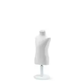 Buste enfant 1 an tissu blanc pied court bois H 33 cm