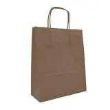 Sac kraft marron chocolat poignées torsadées sur kraft brun 19 x 8 x 24 cm – Paquet de 50