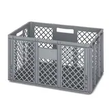 Bac gerbable - Bac Europe 64L 60 x 40 x 32 cm parois et fond ajourés poignées ouvertes polypropylène gris