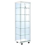 Vitrine colonne verre trempé - Décor Blanc - L 52 x P 46 x H 180 cm