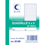 Carnet manifold autocopiant quadrillé 5x5 - 10,5 x 14 cm - 50 feuilles 3 exemplaires