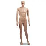 Mannequin homme sans perruque bras le long du corps H 185 cm Plastique - Chair