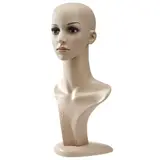 Tête mannequin femme maquillée avec torse H 52 cm Plastique - Tête pour perruque, chapeau - Chair