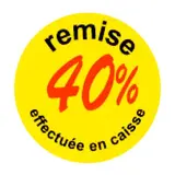 Pastille adhésive 'remise -40%' rond ø 50 mm, Jaune fluo - Sticker promo - Lot de 500