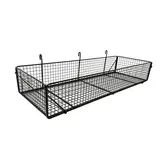 Corbeille fil métal pour grille d’exposition 80 x 26 x 13 cm - Panier fil pour grille - Noir
