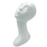 Tête mannequin femme abstrait H 33 cm Fibre de verre - Tête pour perruque, chapeau - Blanc laqué