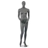 Mannequin femme, tête et cheveux sculptés H 179 cm Fibre de verre - Gris anthracite mat