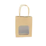 Sac kraft avec fenêtre et poignées torsadées, brun, 11 + 6 x 14 cm, paquet de 20