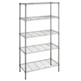Étagère fil métal chromée 5 tablettes Chrom'x 90 x 45 x 200 cm - Rayonnage fil métal