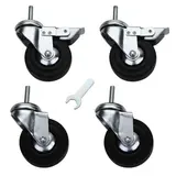Roulette pivotante à tige avec frein ø 75mm caoutchouc charge 80 kg - Lot de 4