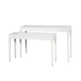 Table gigogne blanche 70/90 x 24/34 x 65/77 cm bois MDF - Table de présentation blanche - Lot de 2