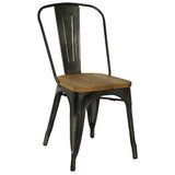 Chaise bistrot design industriel métal brut assise bois 43,5 x 52 x 84,5 cm