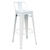 Tabouret haut en métal avec dossier blanc laqué 43,5 x 43,5 x 94 cm