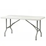 Table pliante portable plastique HDPE blanc 152 x 76 x 74 cm - Table pliable - Table de réception