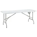 Table pliante portable plastique HDPE blanc 180 x 74 x 74 cm - Table pliable - Table de réception