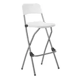 Chaise haute pliante plastique HDPE blanc 51 x 46 x H 100,5 cm - Chaise haute pliable - Tabouret haut pliant