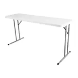 Table pliante portable plastique HDPE blanc 152 x 45 x 74 cm - Table pliable - Table de réception