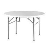 Table ronde pliante portable plastique HDPE blanc ø 122 x H 74 cm - Table pliable ronde - Table de réception ronde
