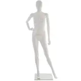 Mannequin femme en plastique finition laquée, main droite sur la hanche